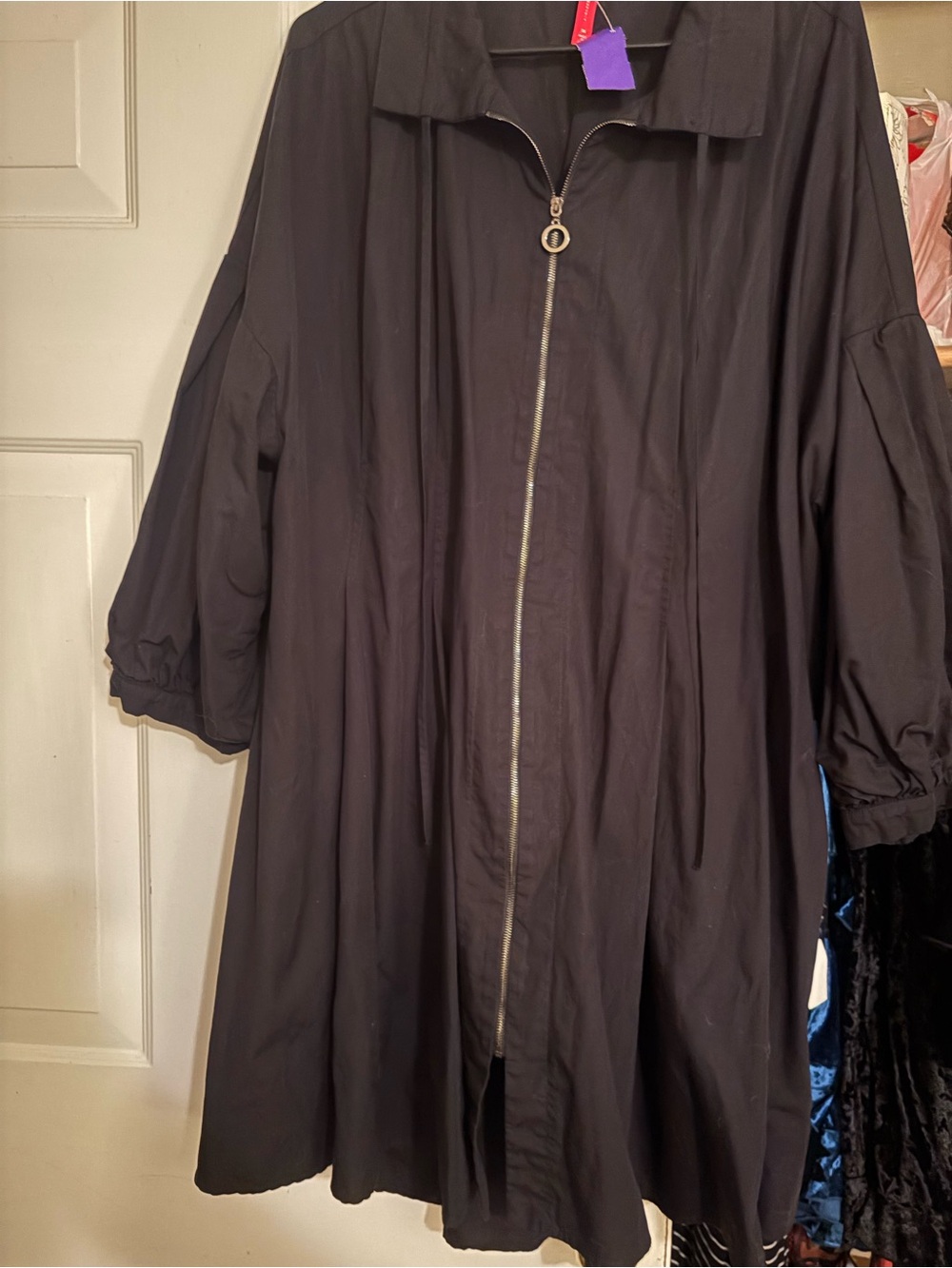 IC COLLECTION Black Zip-Front Trench Coat